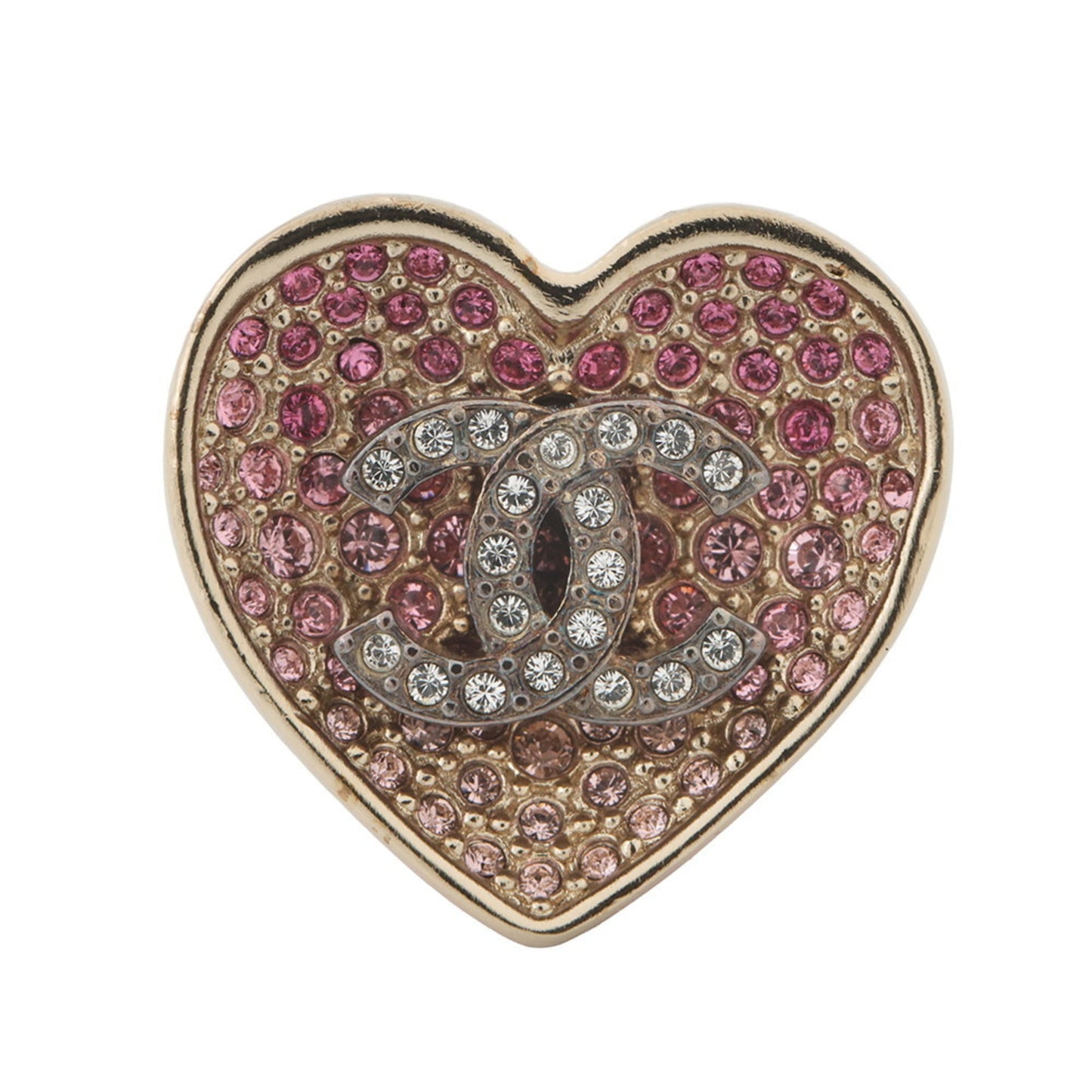 CHANEL Coco Mark Heart Rhinestone Metal Ring C23P ABA409