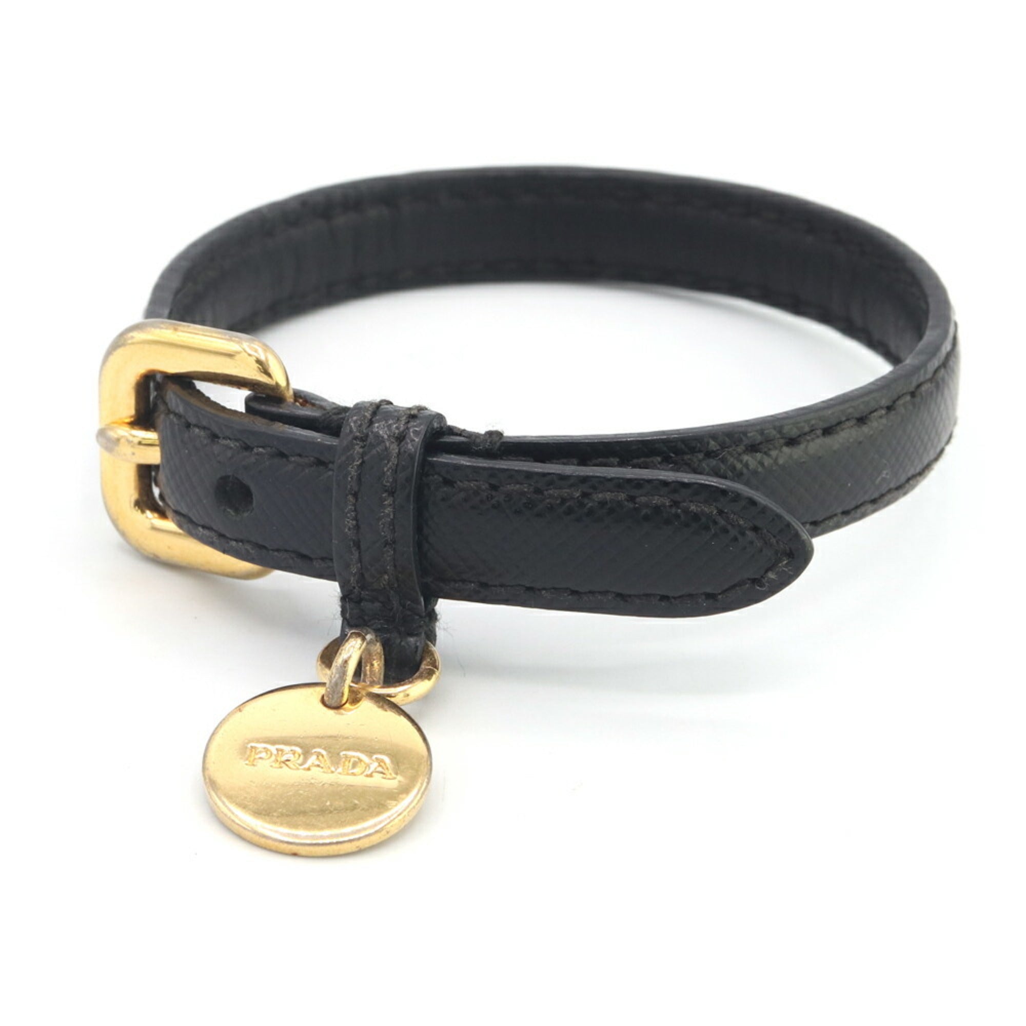 Prada bracelet black leather bangle for men and women