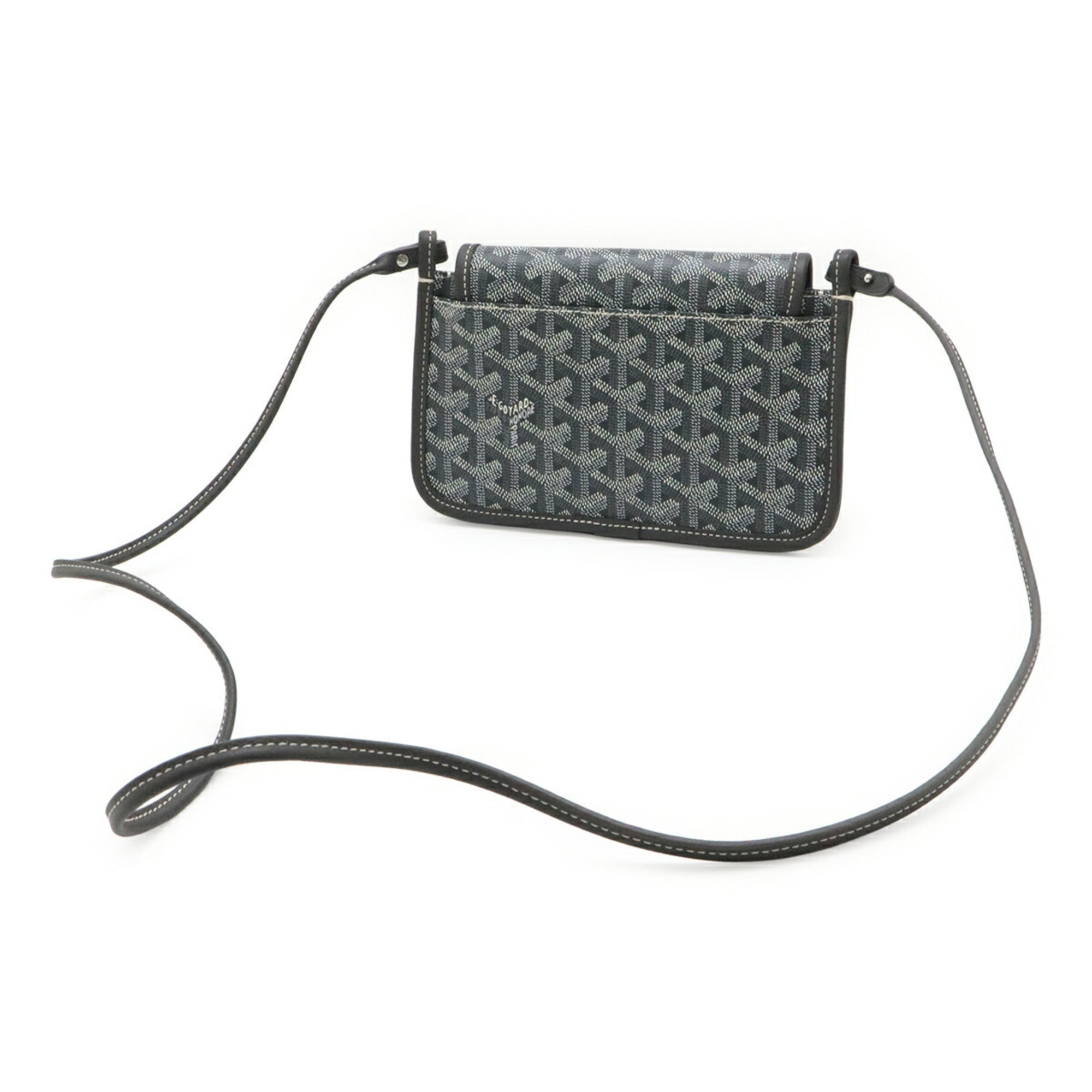 GOYARD Plume Handbag, Pouch Wallet, Long Shoulder Bag, Pochette, Clutch Herringbone Pattern, Gray — Like New