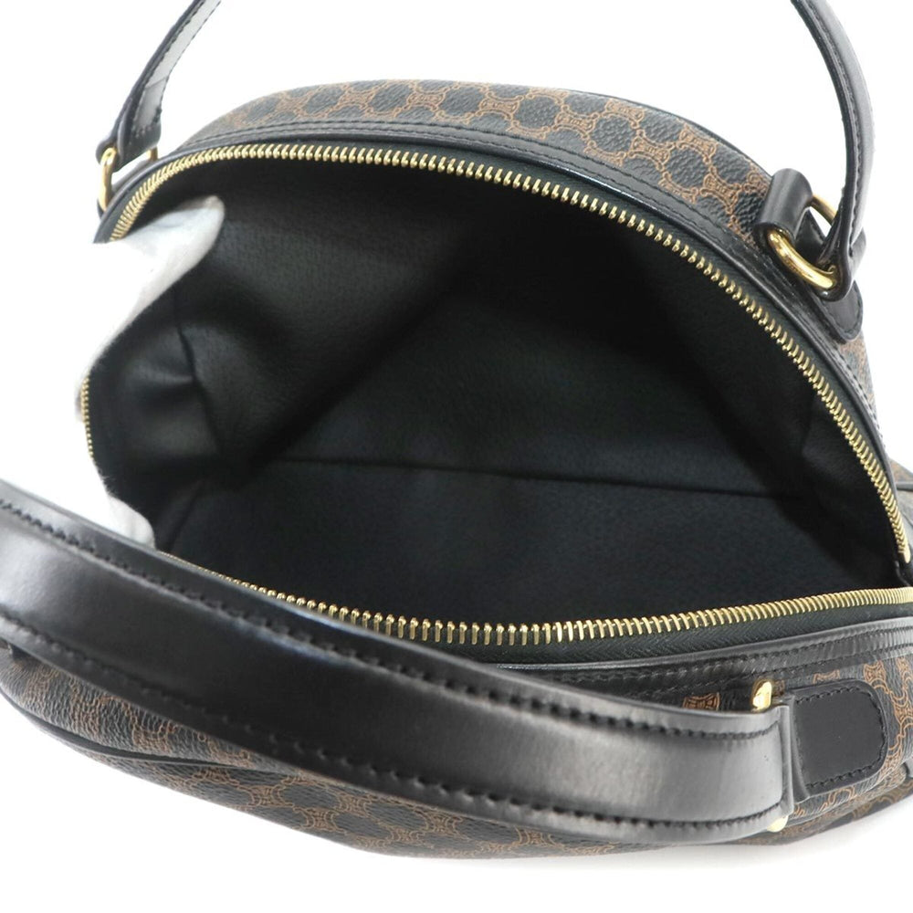 Celine Macadam Handbag, Leather, Black/Brown, Gold Hardware — Like New