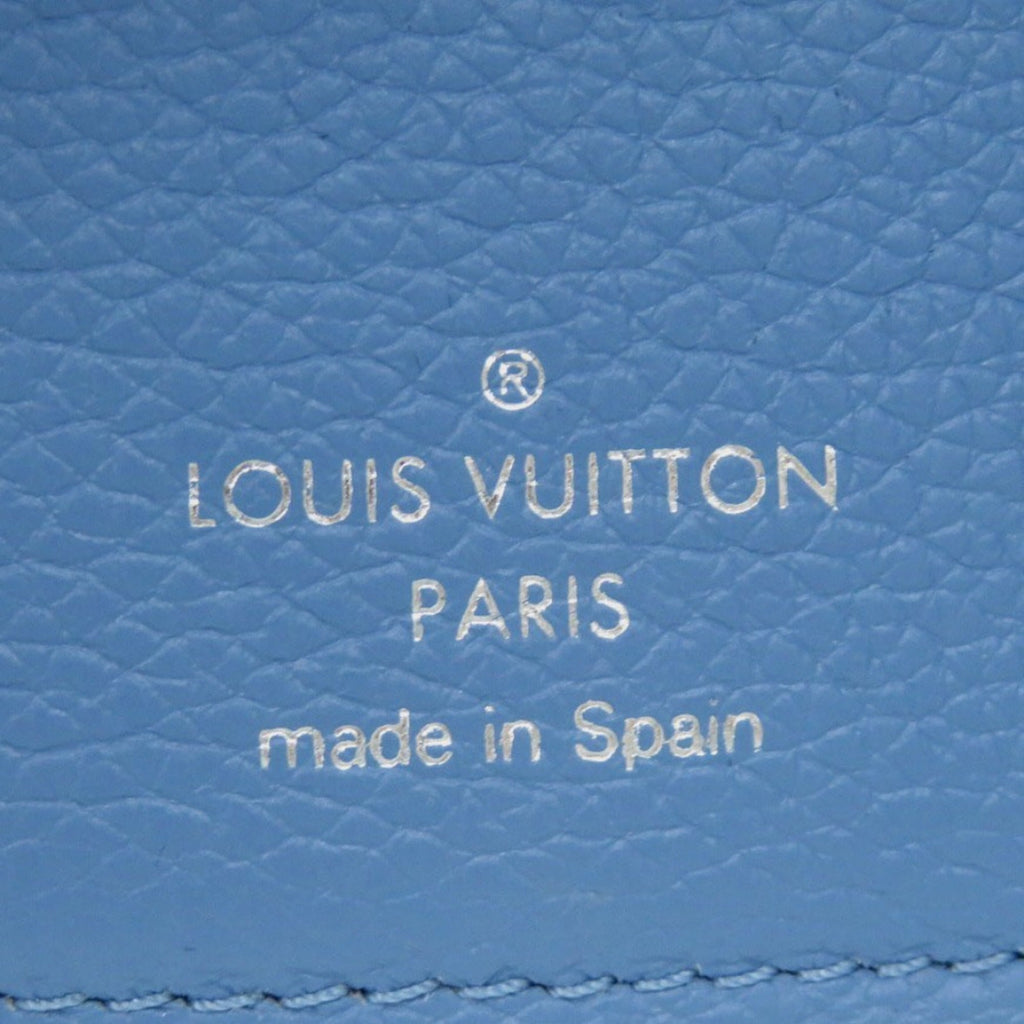 Excellent condition Louis Vuitton Portefeuille Rock Mini M67861, blue leather with silver hardware, LV tri-fold wallet 1036
