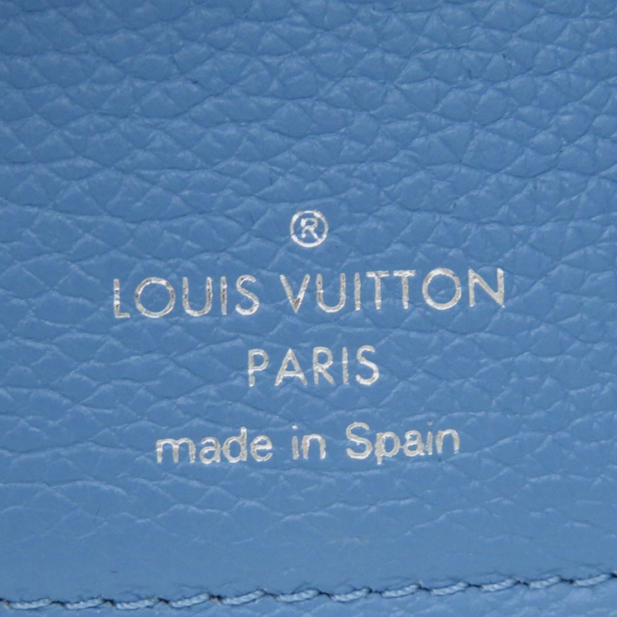 Excellent condition Louis Vuitton Portefeuille Rock Mini M67861, blue leather with silver hardware, LV tri-fold wallet 1036