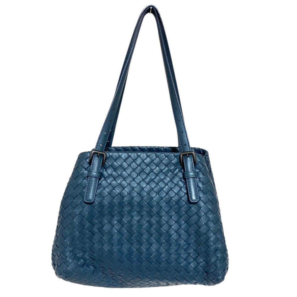 BOTTEGA VENETA Mini Cesta Intrecciato Leather Tote Bag, Navy, Women's — Like New