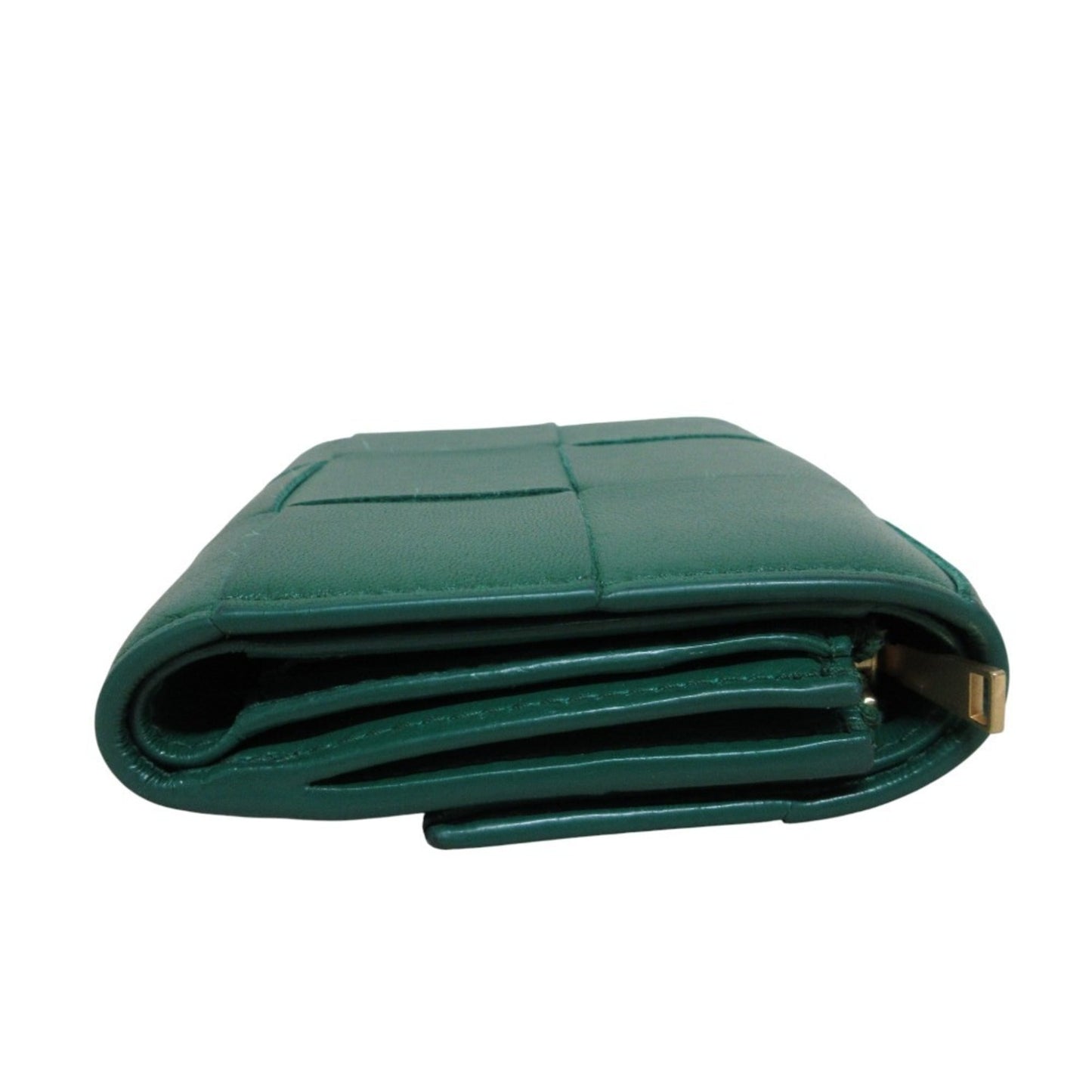BOTTEGA VENETA Cassette Maxi Intrecciato Compact Wallet, Tri-fold Green, Women's