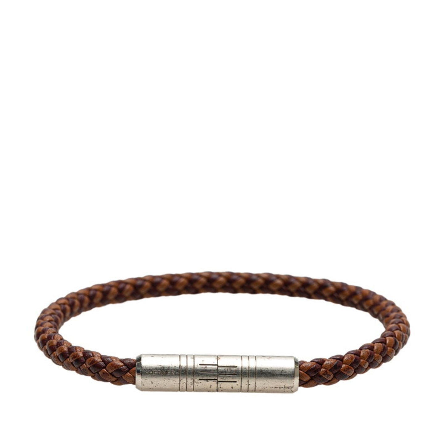 Hermes Hermès Goliath Bracelet in Brown and Silver Leather Metal for Women