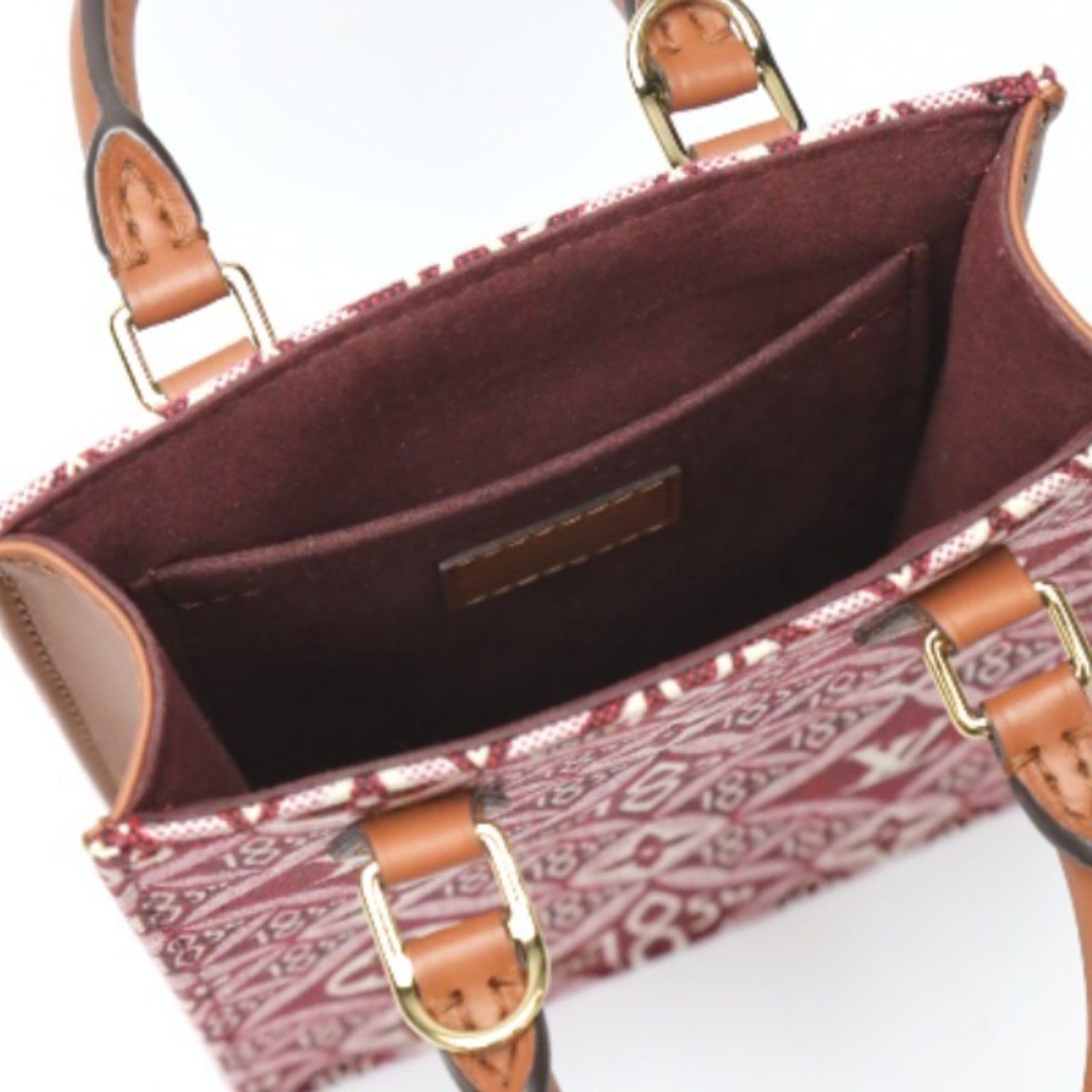 LOUIS VUITTON Petit Sac Pla Jacquard Leather Monogram Louis Vuitton Red Shoulder Bag LV — Like New