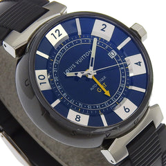 Louis Vuitton Tambour GMT Watch Q113K Stainless Steel x Rubber Automatic Black Dial Men's — Good