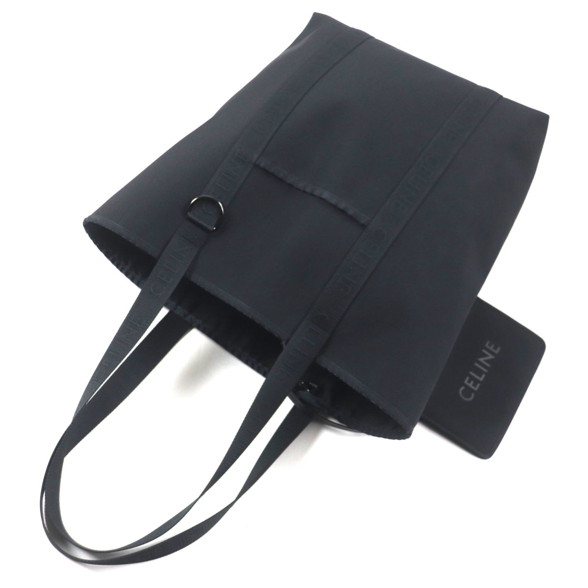 CELINE 11008 Trekking Vertical Cabas Logo Nylon Tote Bag with Pouch, Black, Dust Bag, Made in Italy, Men's — Like New