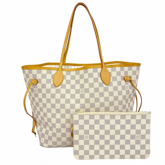Louis Vuitton Damier Azur Neverfull MM Tote Bag N41361 White Women's