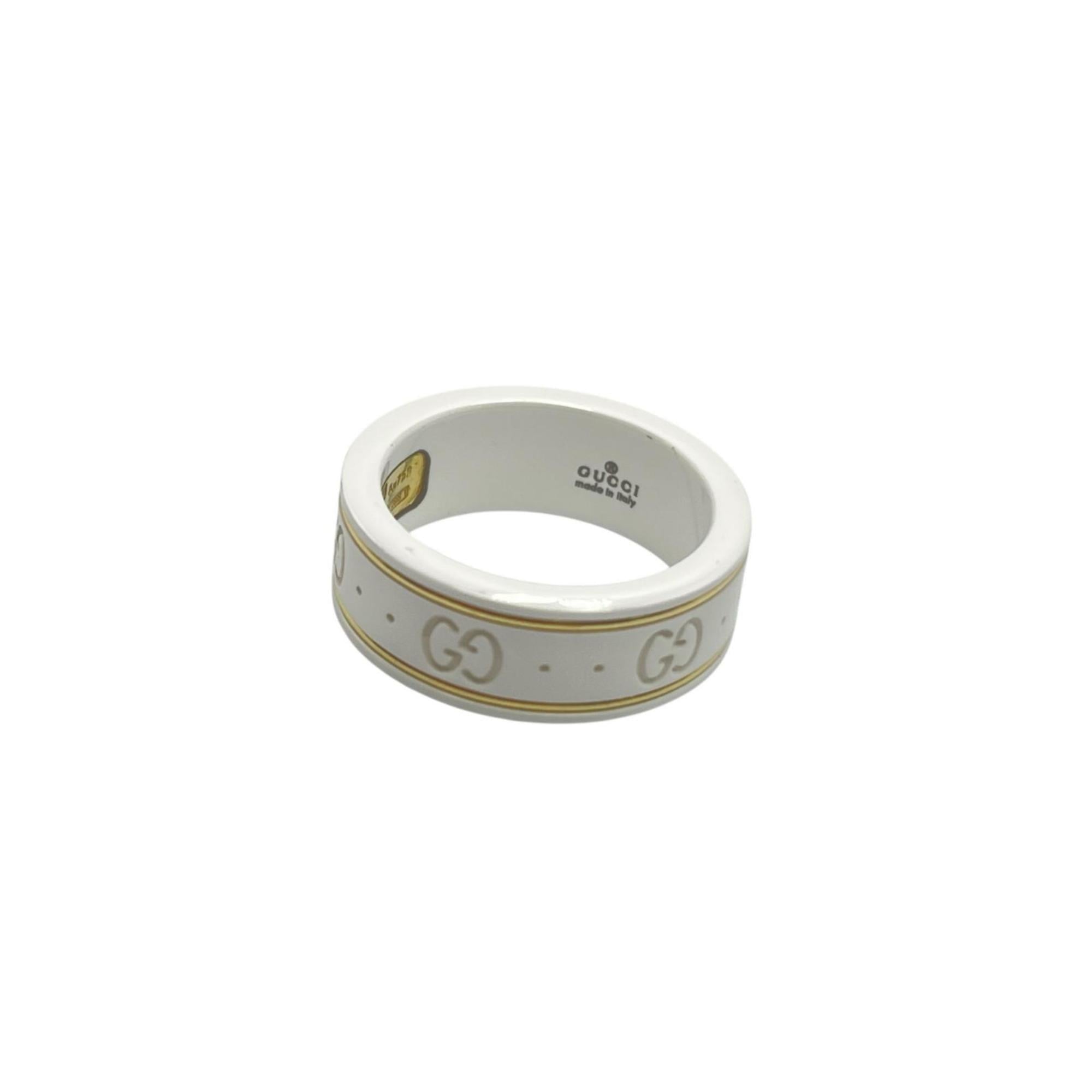 Gucci GG Icon Ring in 18K Yellow Gold with White Zirconia, White, for Men