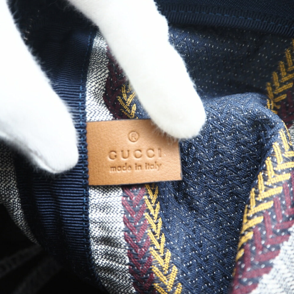 GUCCI Embroidered Canvas Large Pouch 822870 Clutch Bag Navy Multicolor Women's — Like New