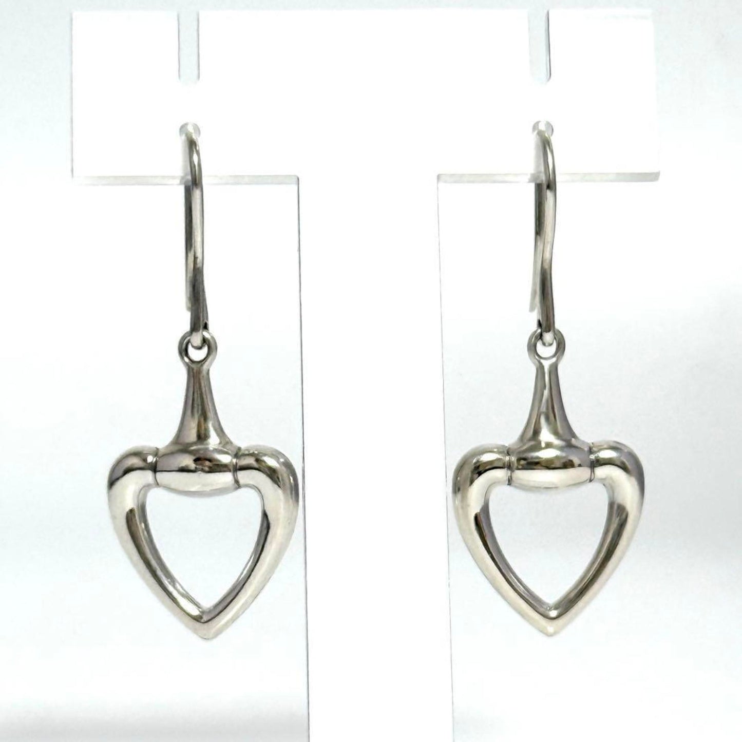 Gucci Women's Horsebit Heart Earrings Hook Silver