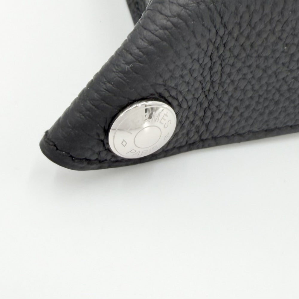 Hermes shoulder bag for men and women, Videpoche body bag, HERMES K stamp, leather, black, silver hardware, 2025 model — Like New