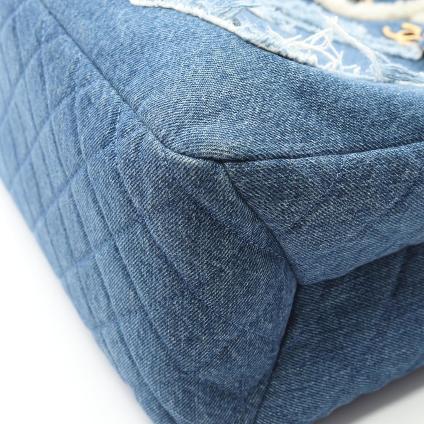 CHANEL Large Shopping Bag, Tote Denim and Mouton, Women's, Blue White, AS0759