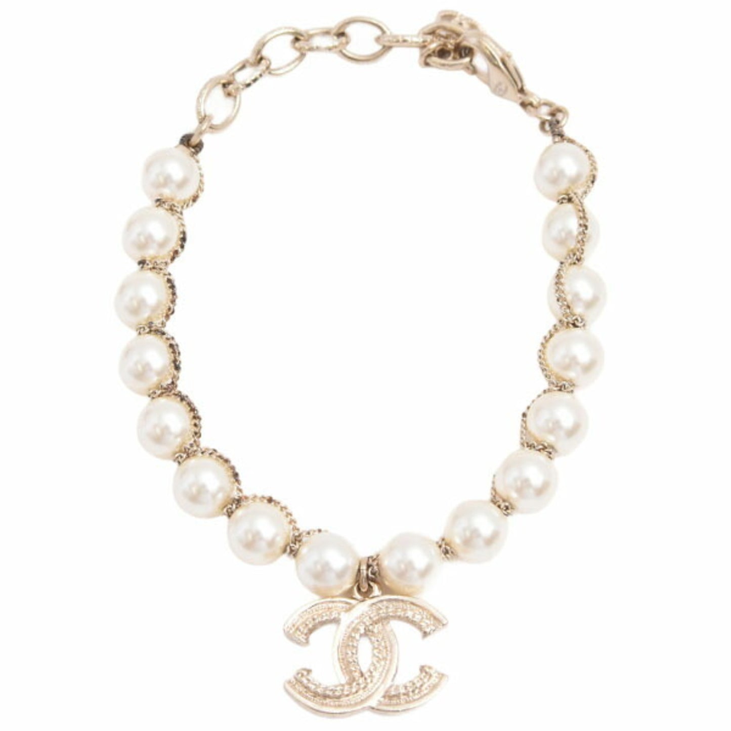 Chanel bracelet for women, fake pearl chain, Coco Mark motif, A19 GP CHANEL
