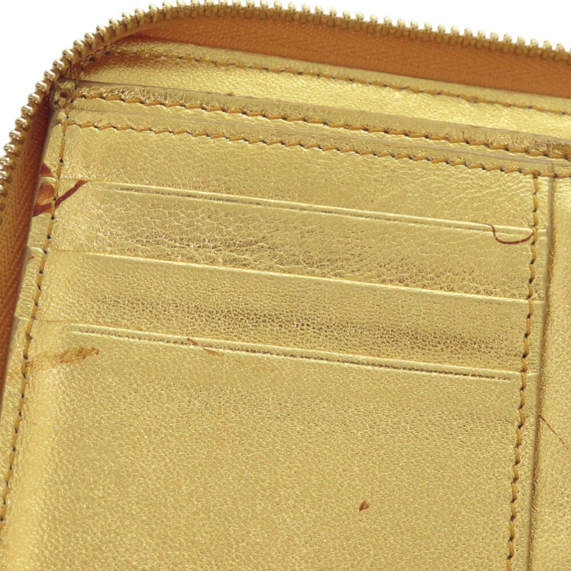 Celine Round S-TN-1113 Leather Gold/Yellow Bi-fold Wallet 0472CELINE