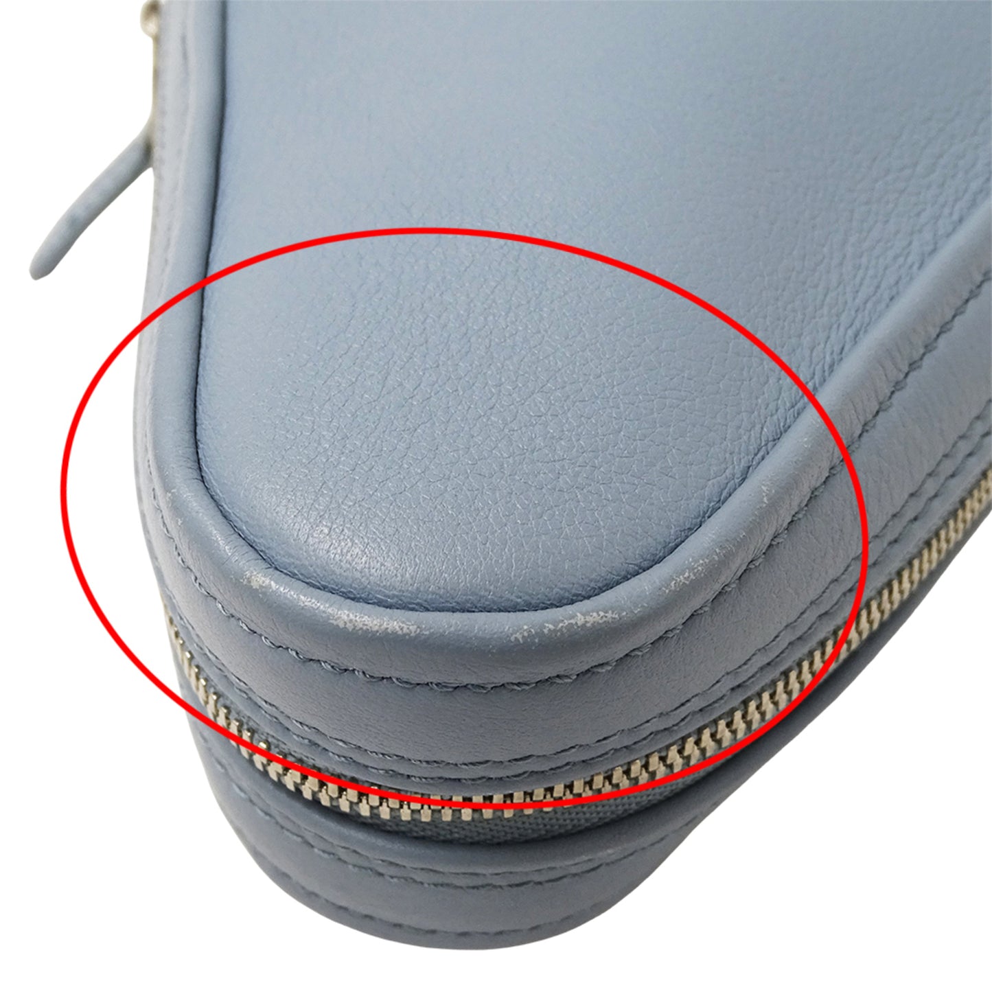 Balenciaga BALENCIAGA Women's Designer Clutch Bag/Second Handbag Leather Light Blue 476976 Triangle