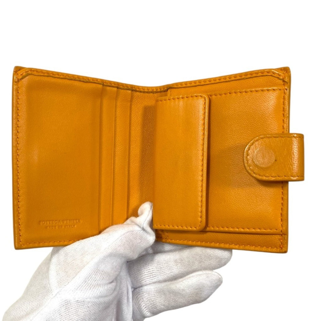 BOTTEGA VENETA Bottega Veneta Intrecciato Compact Wallet, Bi-fold Orange, Women's