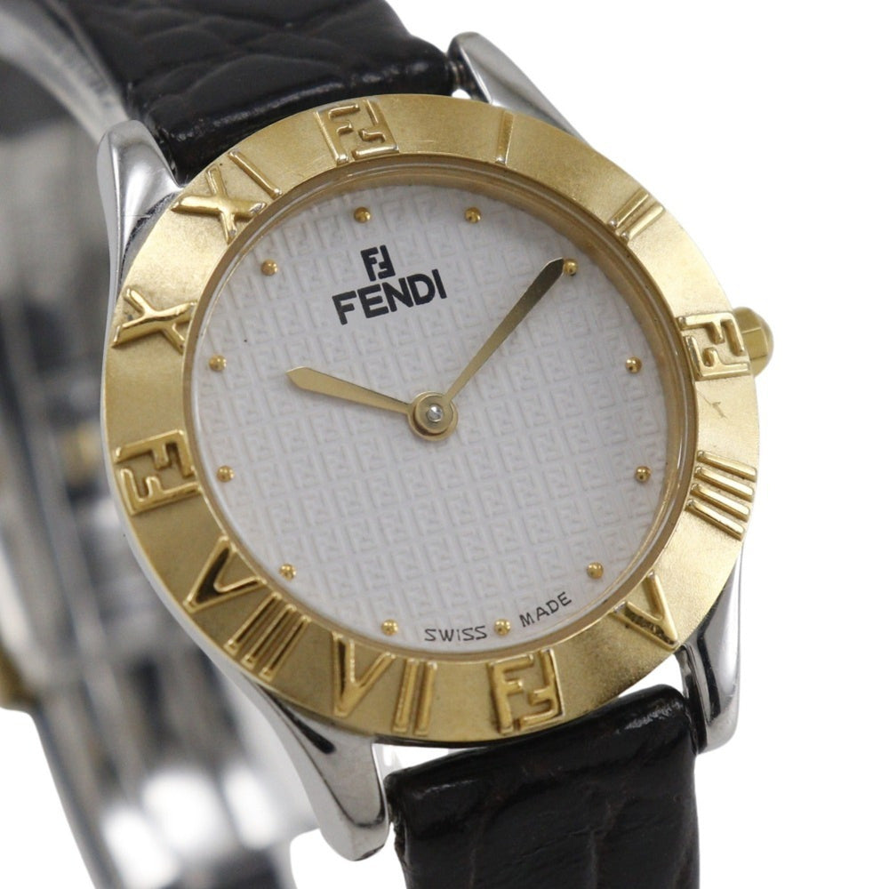 Fendi FENDI Watch 2000L Gold Plated x Stainless Steel Quartz Analog Display White Dial Women's — Good