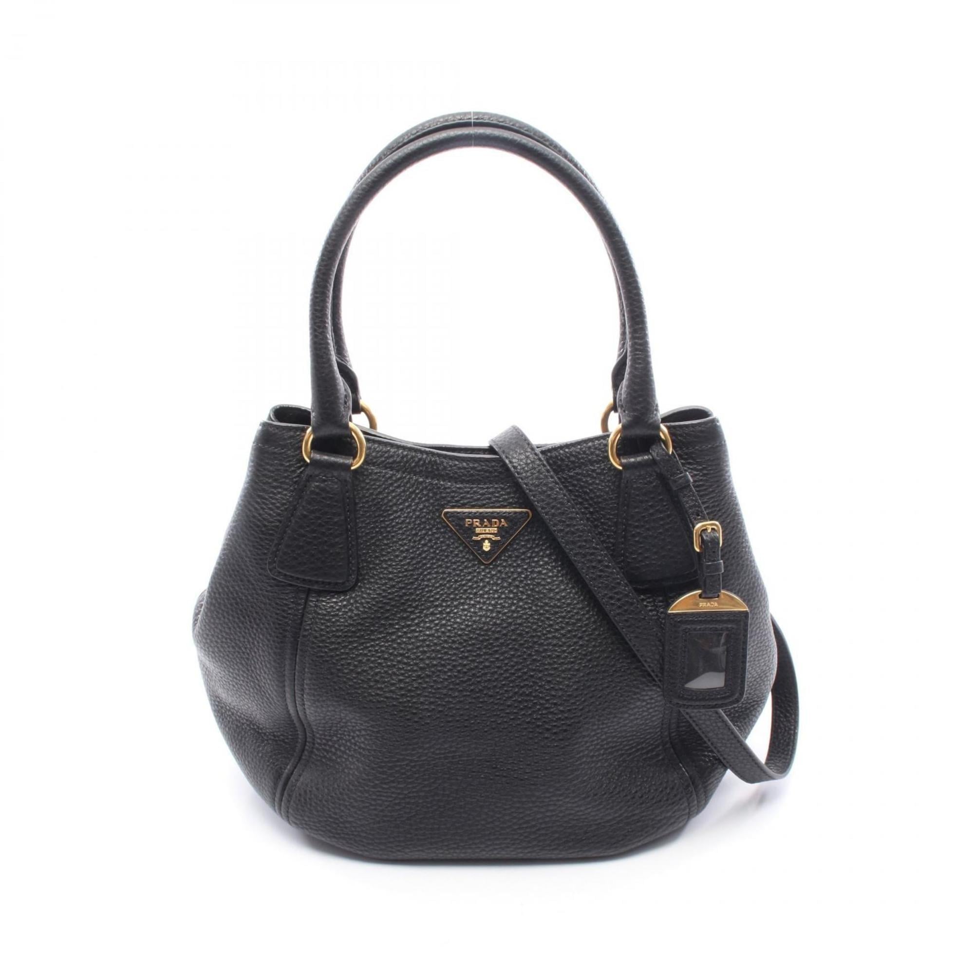 Prada Triangle Logo Handbag, Leather, Women's, Black, B2343R
