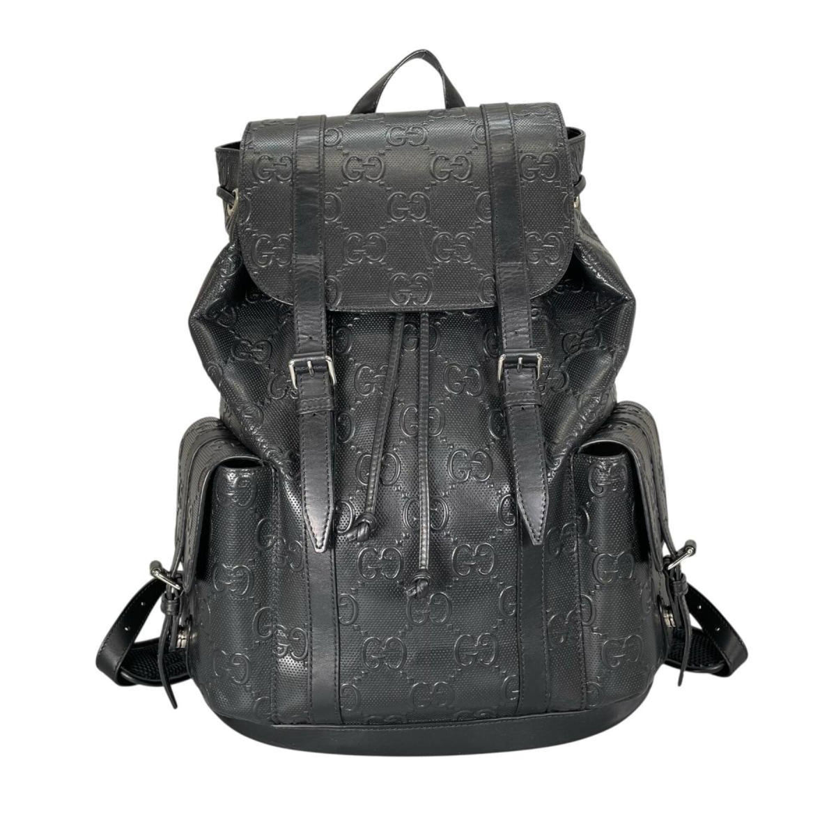 Gucci GUCCI Backpack GG Embossed Leather 625770 Black — Like New