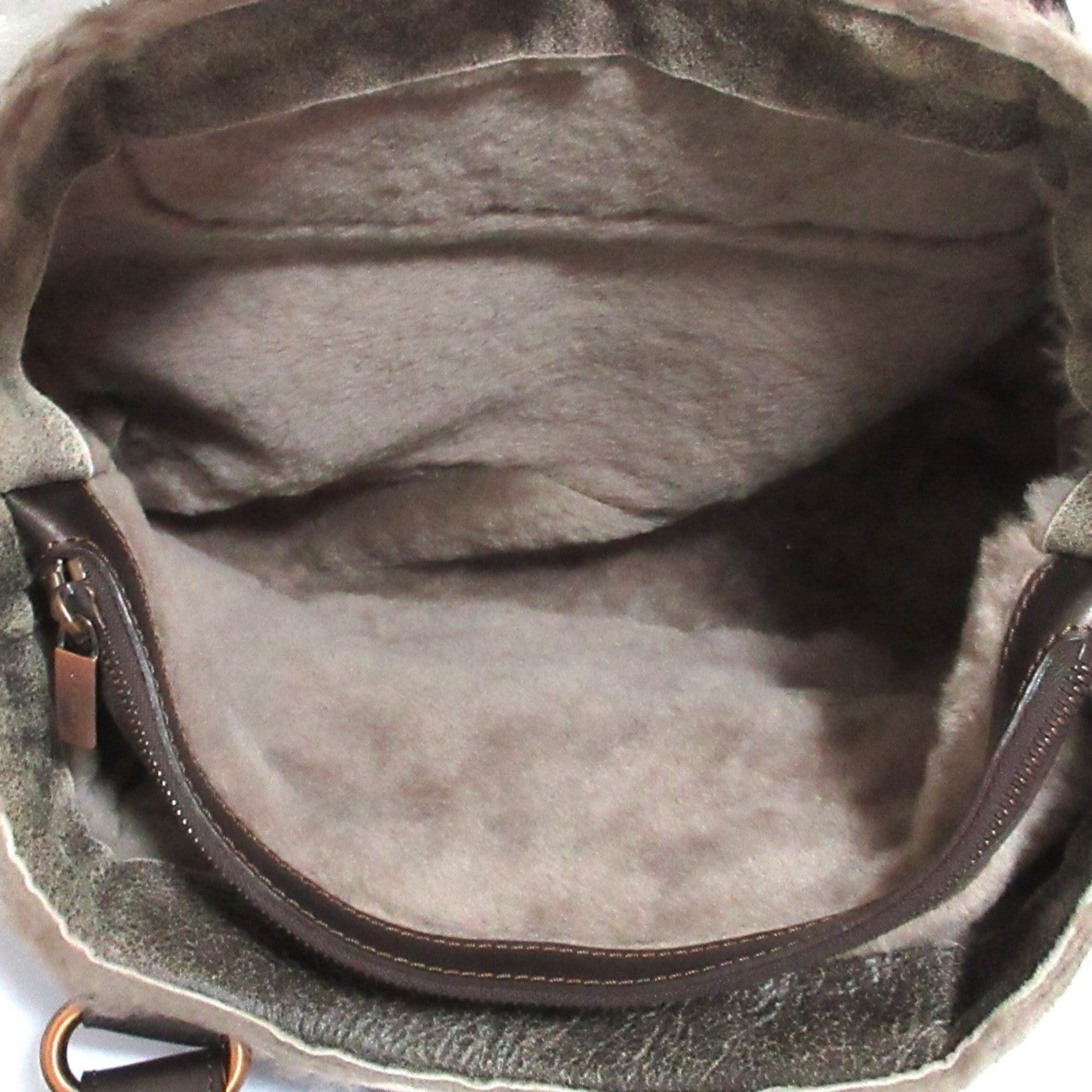 CELINE Mouton Sheepskin Leather Boogie Bag Handbag, Gray, Women's