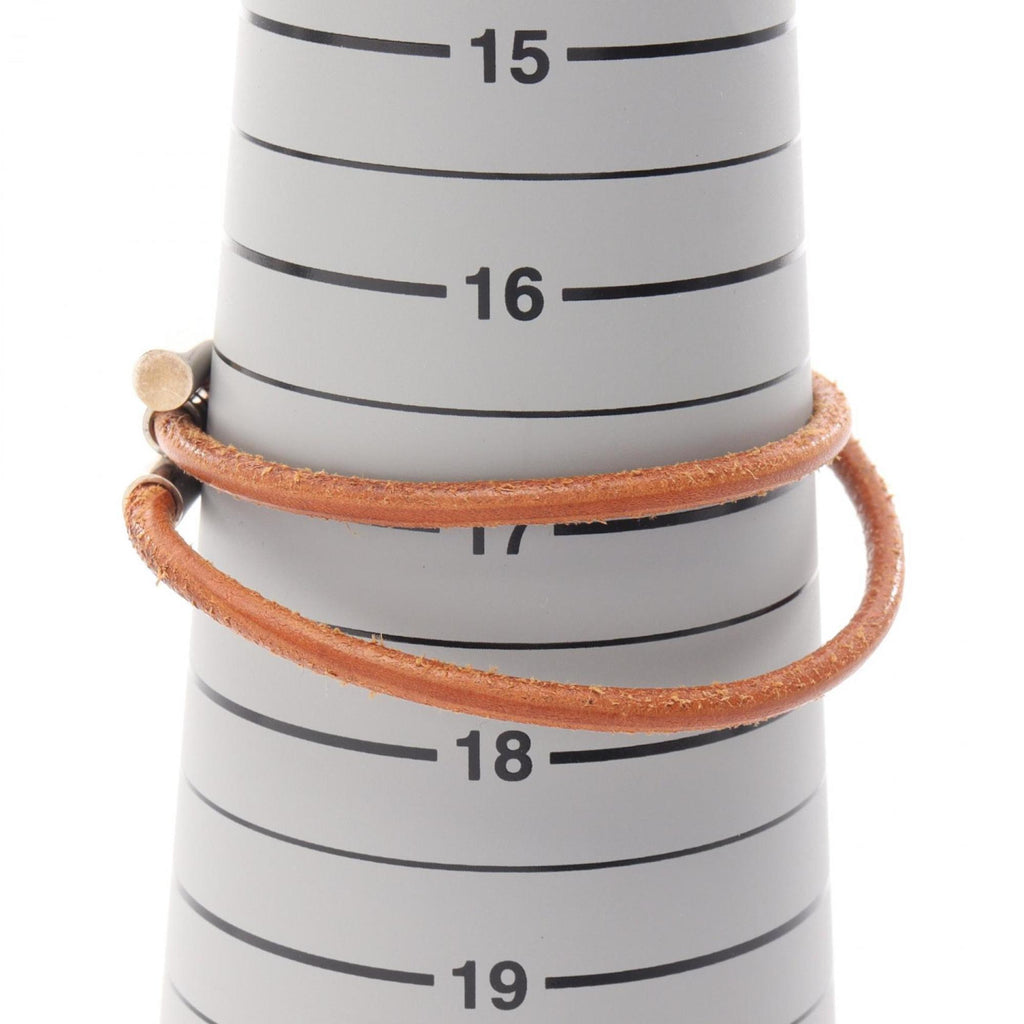 Hermes Hermès Tourni Tresse Bracelet, Stainless Steel and Leather, Women's, Silver Brown