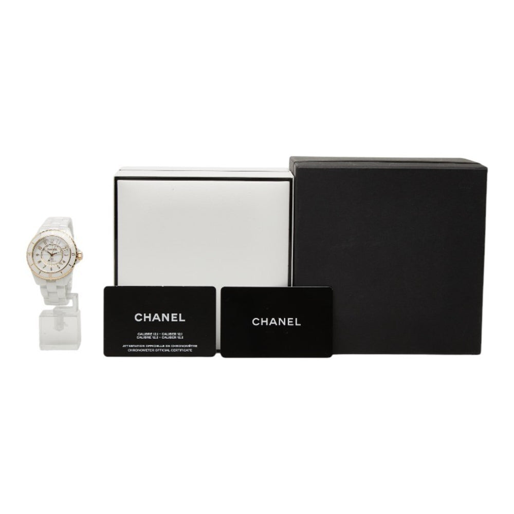 Chanel J12 Caliber 12.1 Watch H9540 Automatic (with manual winding) White Dial 18K Yellow Gold Ceramic Ladies CHANEL — Very Good