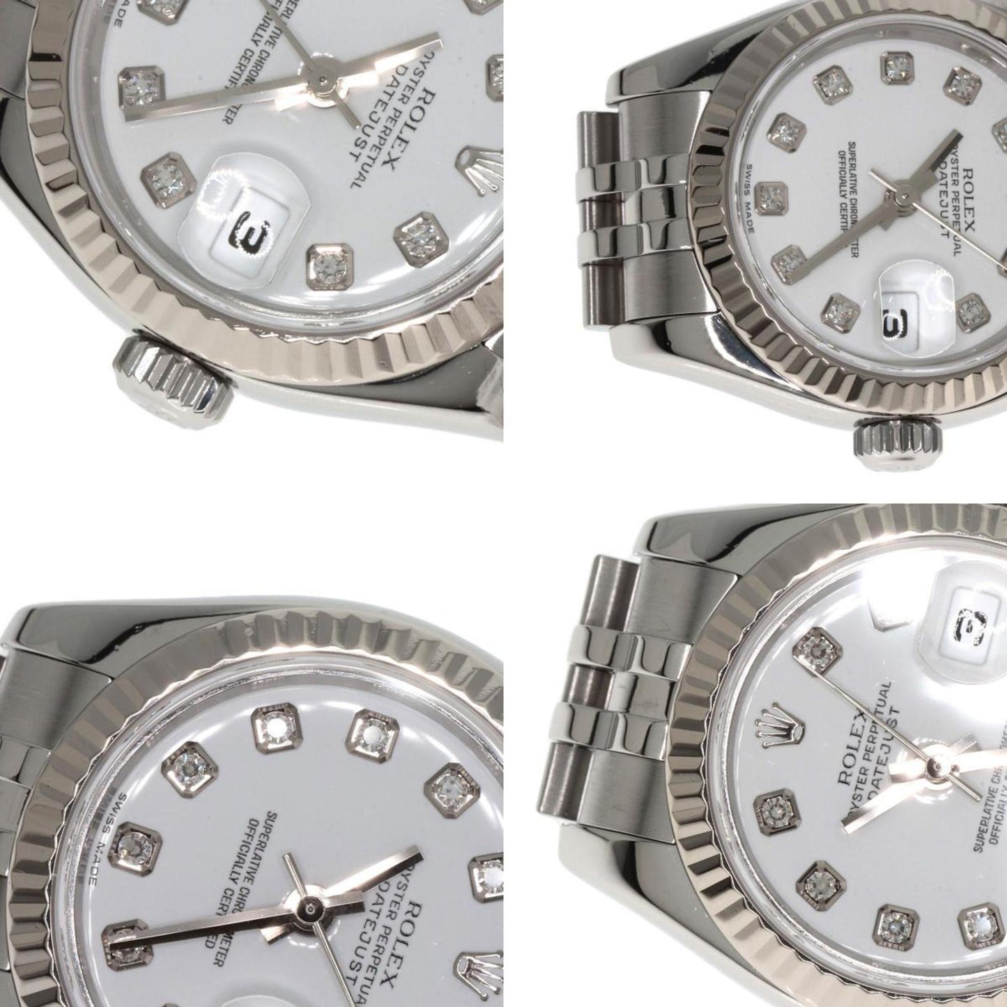 Rolex 179174G Datejust 10P Diamond Watch Stainless Steel SS K18WG Ladies ROLEX