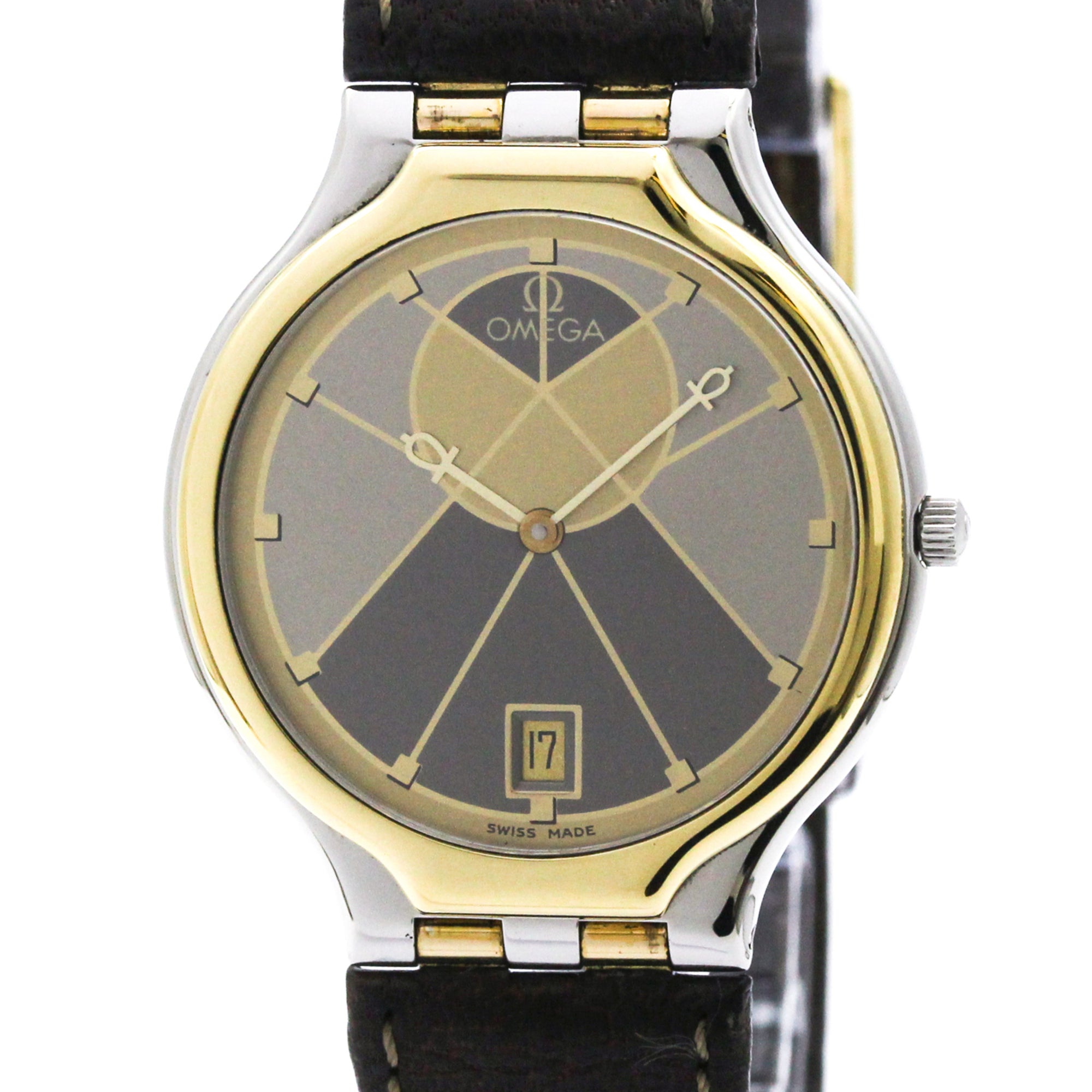 OMEGA De Ville Symbol K18 Gold Steel Quartz Mens Watch 196.0316 Polished — Very Good