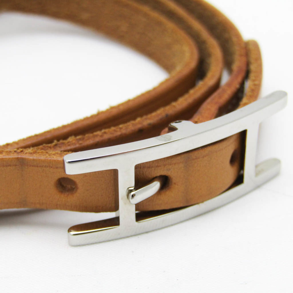 Hermes Hapi Choker Leather,Metal Bangle Black,Silver