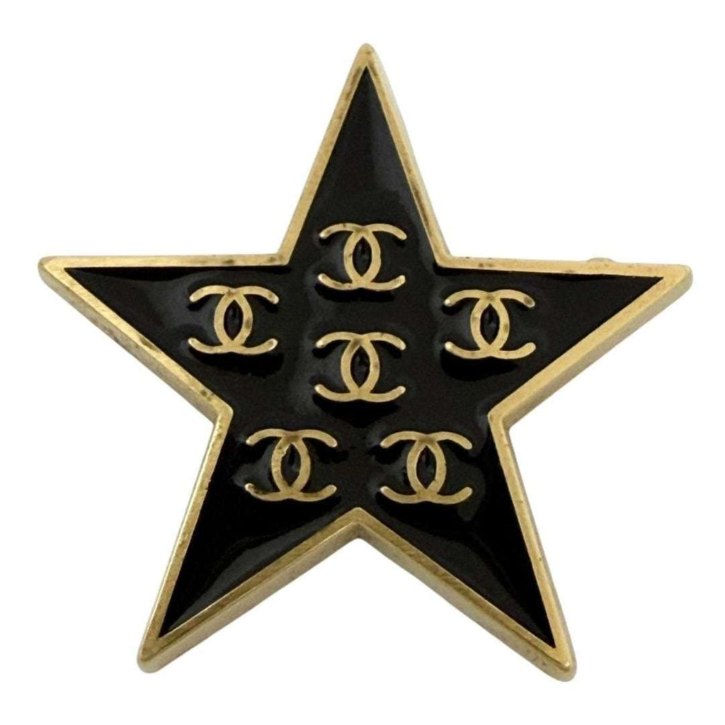 Chanel Women's Coco Mark Pin Brooch Badge Black Star 2001