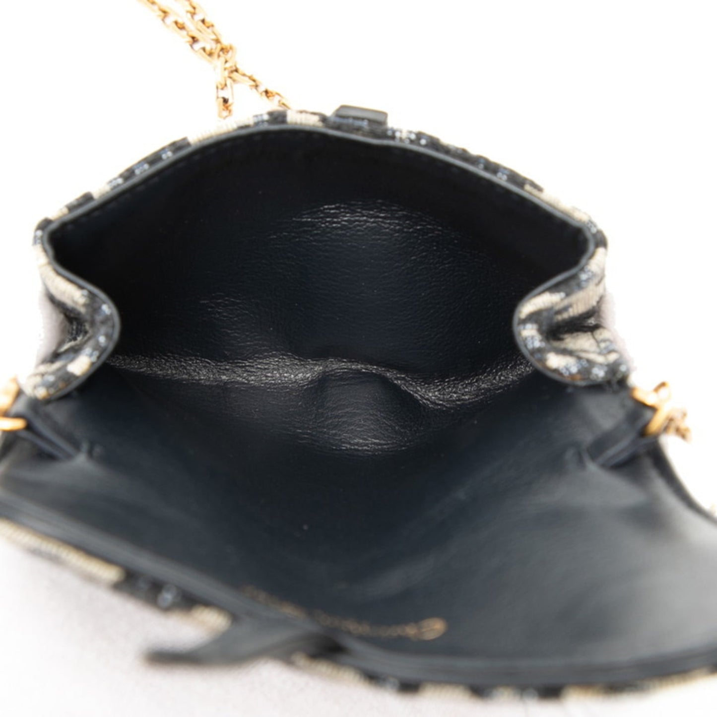 Christian Dior Dior Trotter Saddle Nano Pouch Chain Shoulder Bag in Navy and Beige Canvas for Women