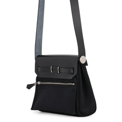 Hermes Shoulder Bag Herbag Zip Mini Black Toile H Vache Hunter G Stamp HERMES Handbag — Like New