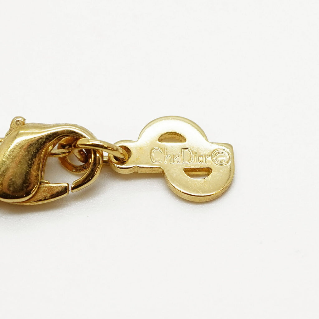 Christian Dior necklace with heart motif, gold plated rhinestones, for women.