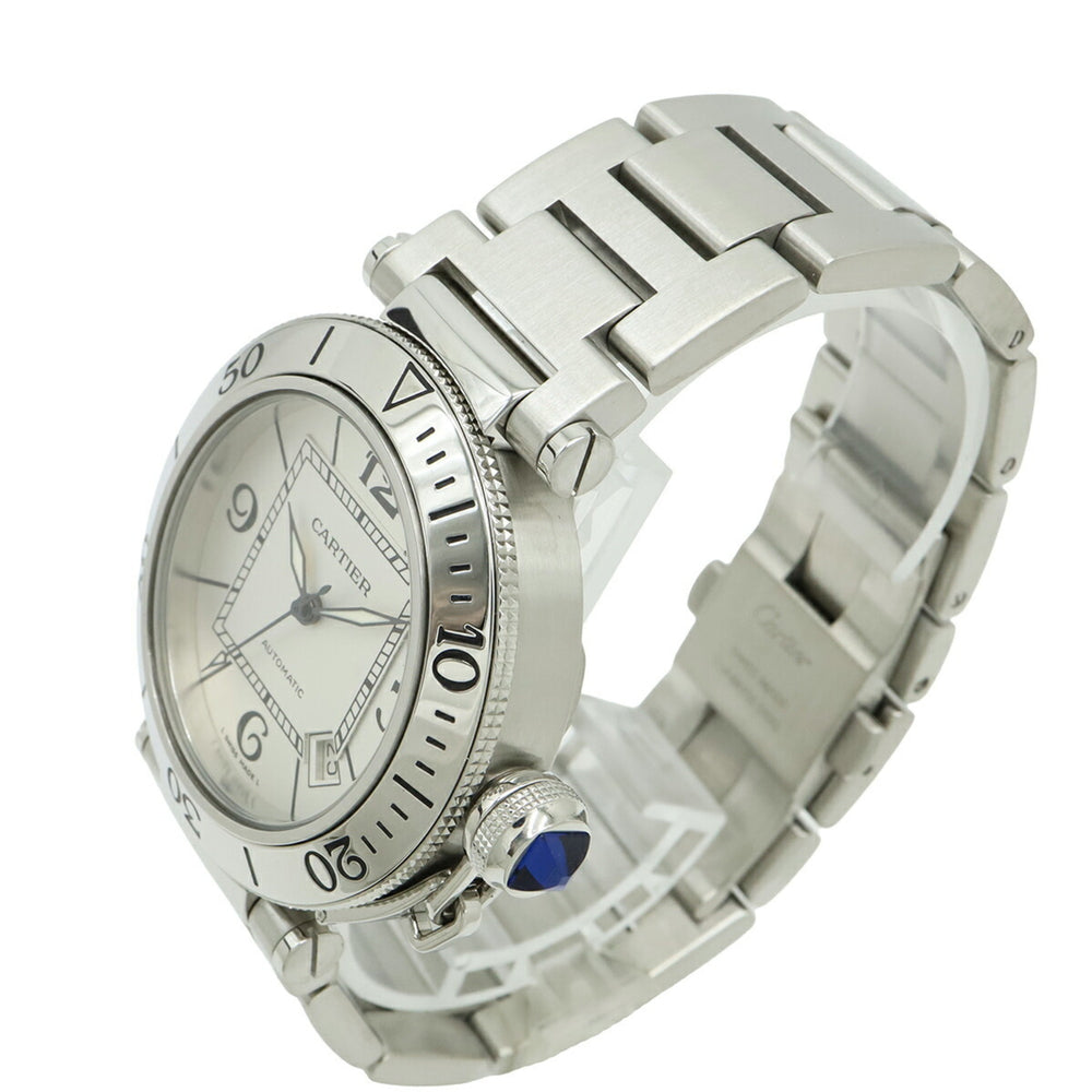 Cartier Pasha Seatimer, silver dial, automatic transmission, men's watch, W31080M7 — Very Good