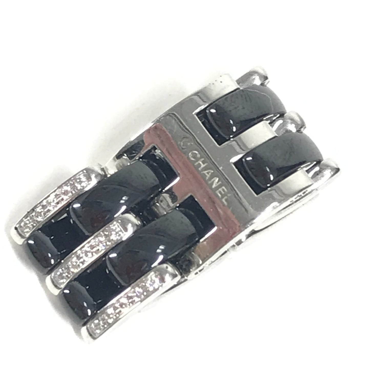 CHANEL Diamond Ultra Jewelry Accessory Ring, WG750 Ceramic, Silver, Women's