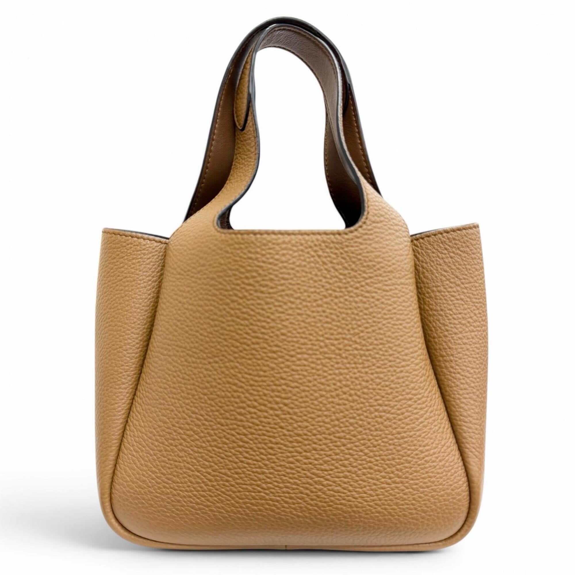 PRADA 1BA349 Mini Handbag, Leather, Metal Lettering Logo, Caramel Brown, Made in Italy, Women's, Very Popular, Highly Recommended ◎ — Like New
