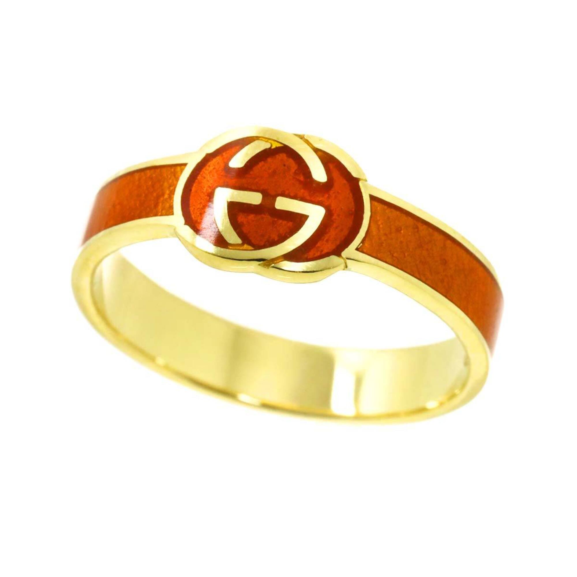 Gucci Interlocking Ring, Size 1, Enamel, 18K Yellow Gold (750), Ring — Like New