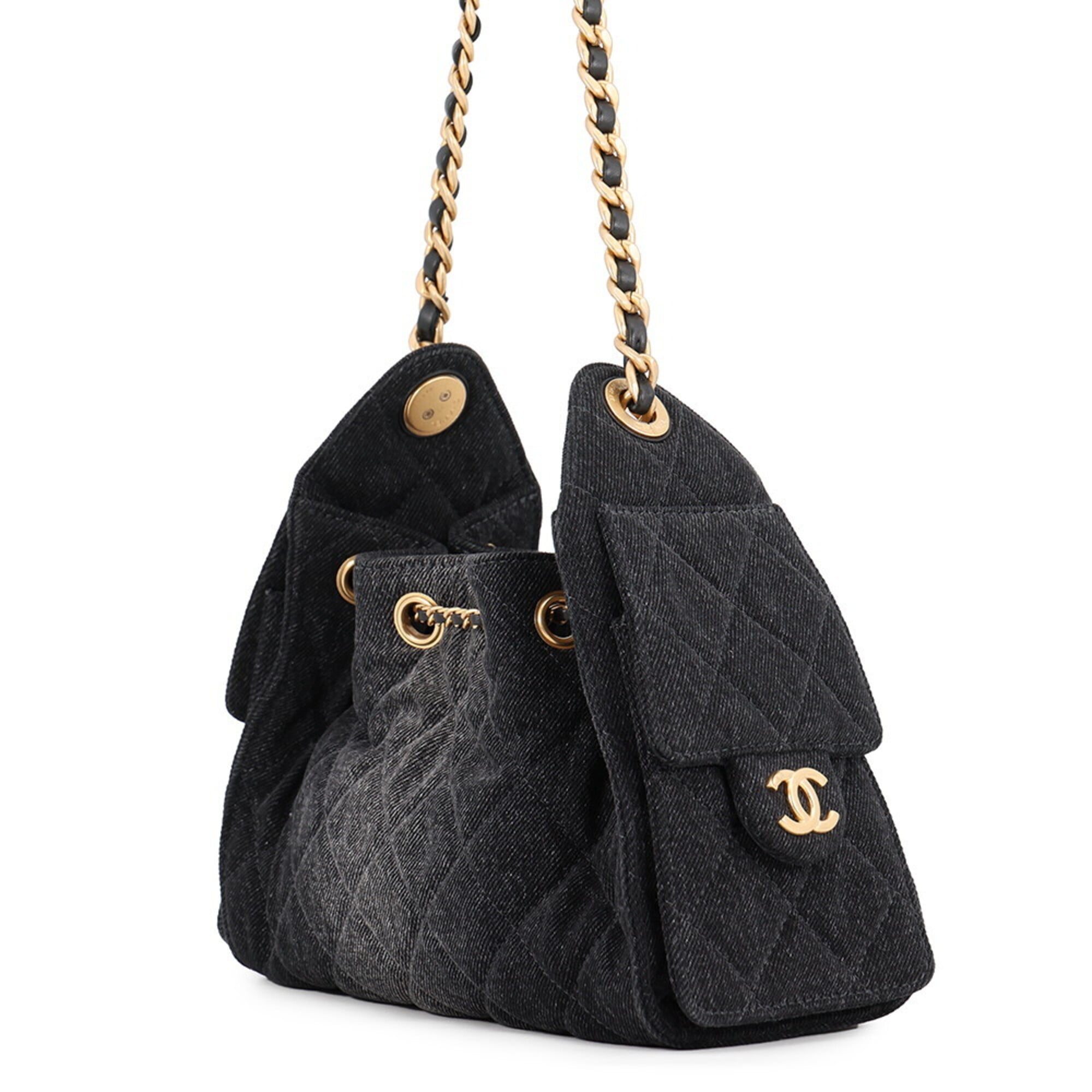 Chanel Chain Shoulder Bag CHANEL25 Mini Coco Mark Denim AS5631 CHANEL Black Handbag Women's — Like New