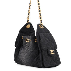 Chanel Chain Shoulder Bag CHANEL25 Mini Coco Mark Denim AS5631 CHANEL Black Handbag Women's — Like New
