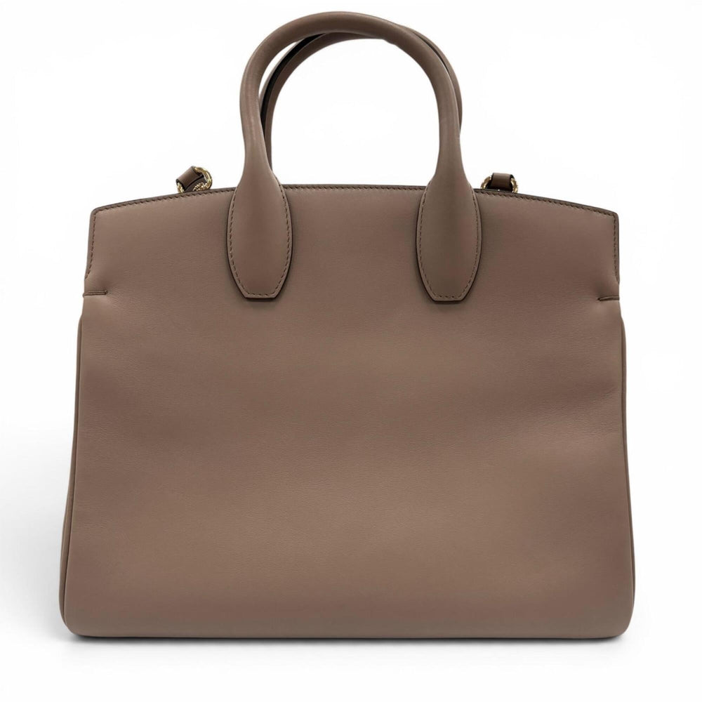 Salvatore Ferragamo Studio Gancini Soft Leather 2-Way Shoulder Bag/Handbag, Brown, Made in Italy, Women's, with Dust Bag — New - Store Return