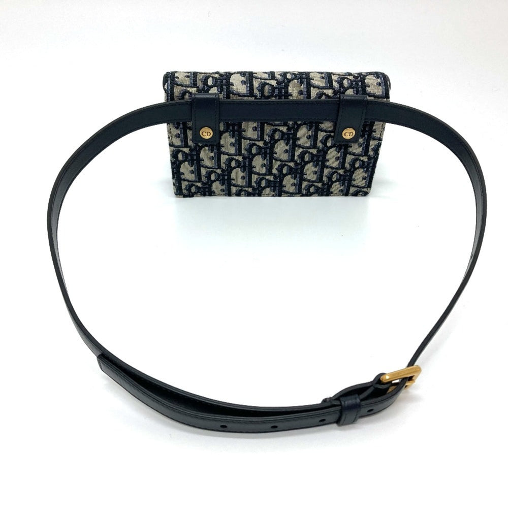 Christian Dior Dior S5619CTZQ_M928 Oblique Trotter Saddle Belt Pouch Bag Waist Body Leather Canvas Men's Navy — Like New