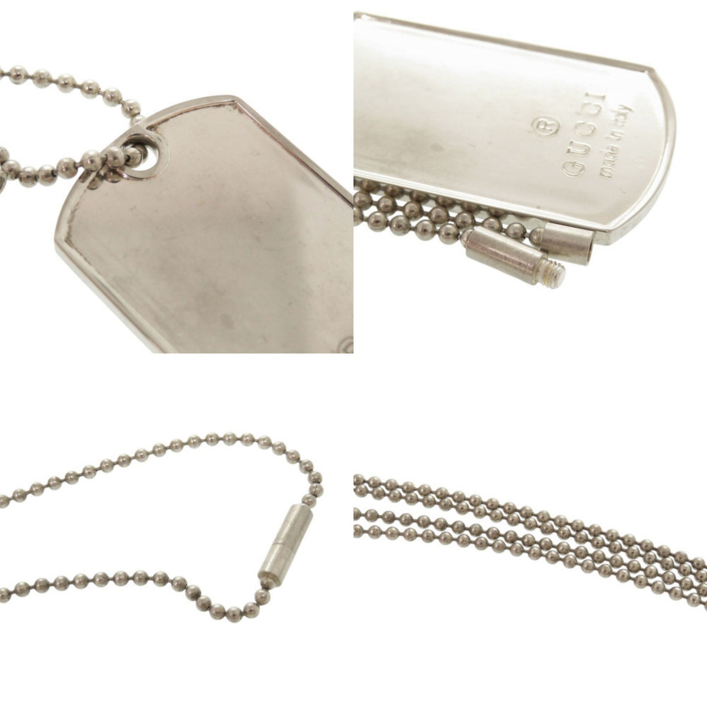 Gucci Dog Tag Plate Silver 925 Necklace Pendant 0651 GUCCI