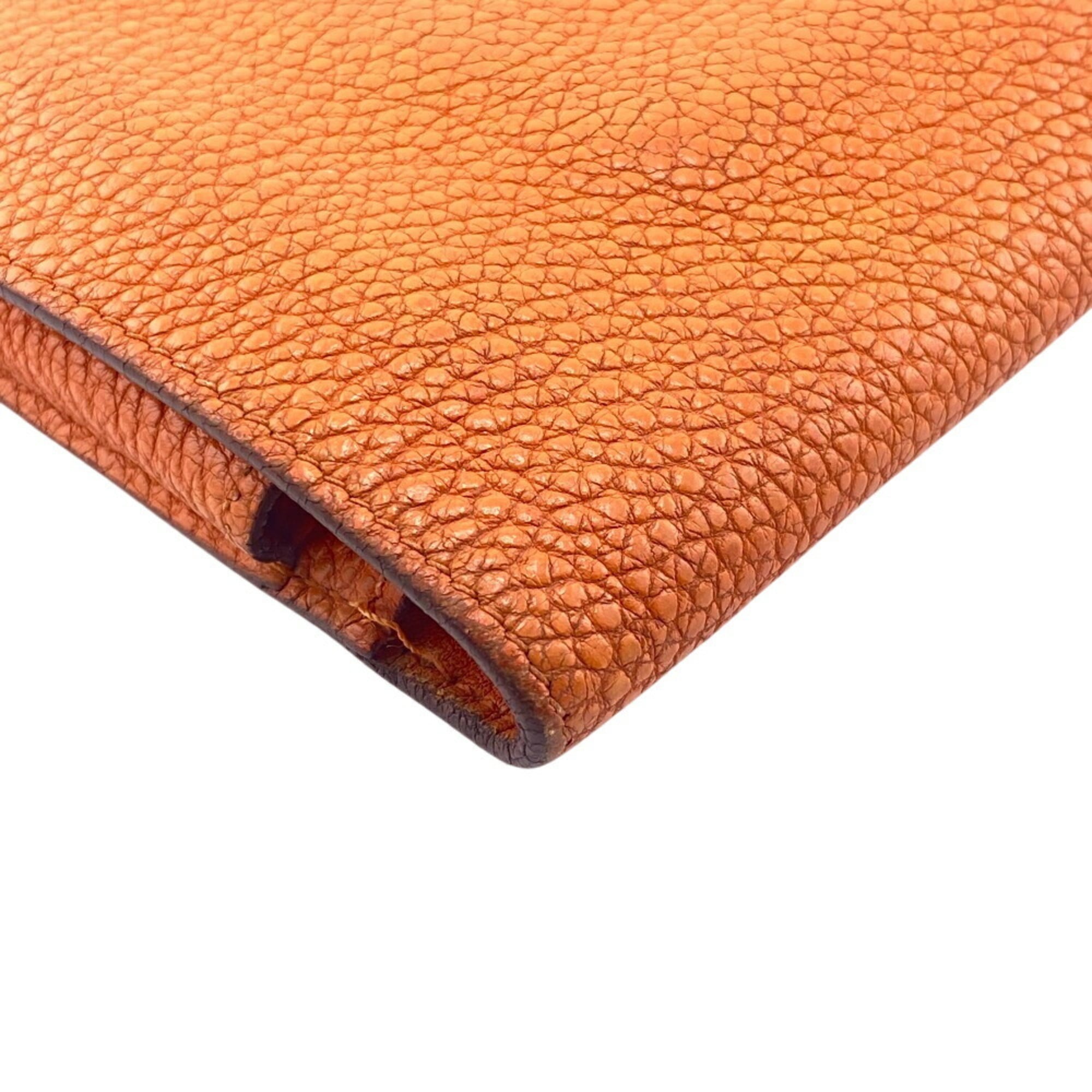HERMES Dogon GM long wallet, orange, women's
