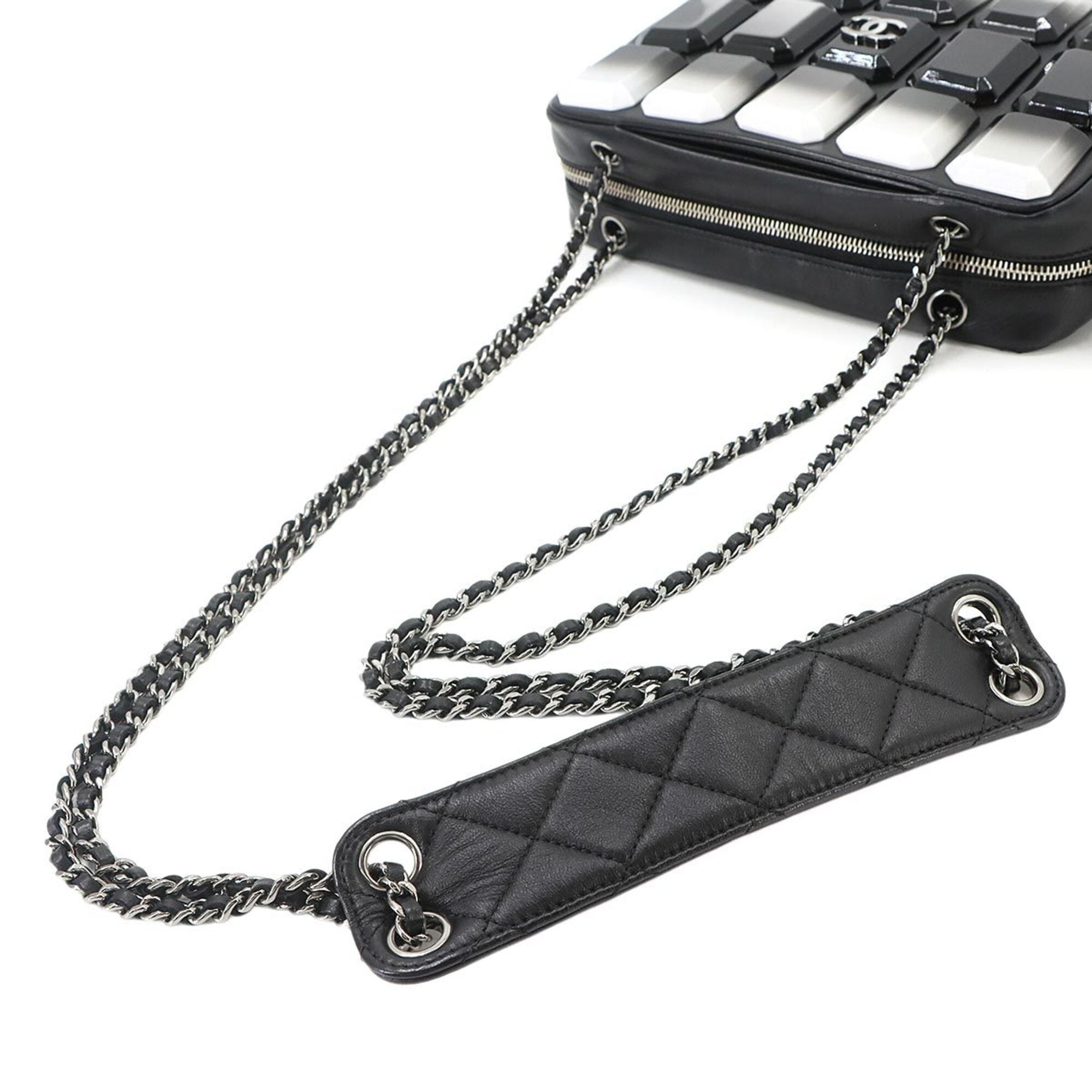 Chanel Matelassé Camera Handbag, Chain Shoulder Lambskin and Plastic, Black — Like New