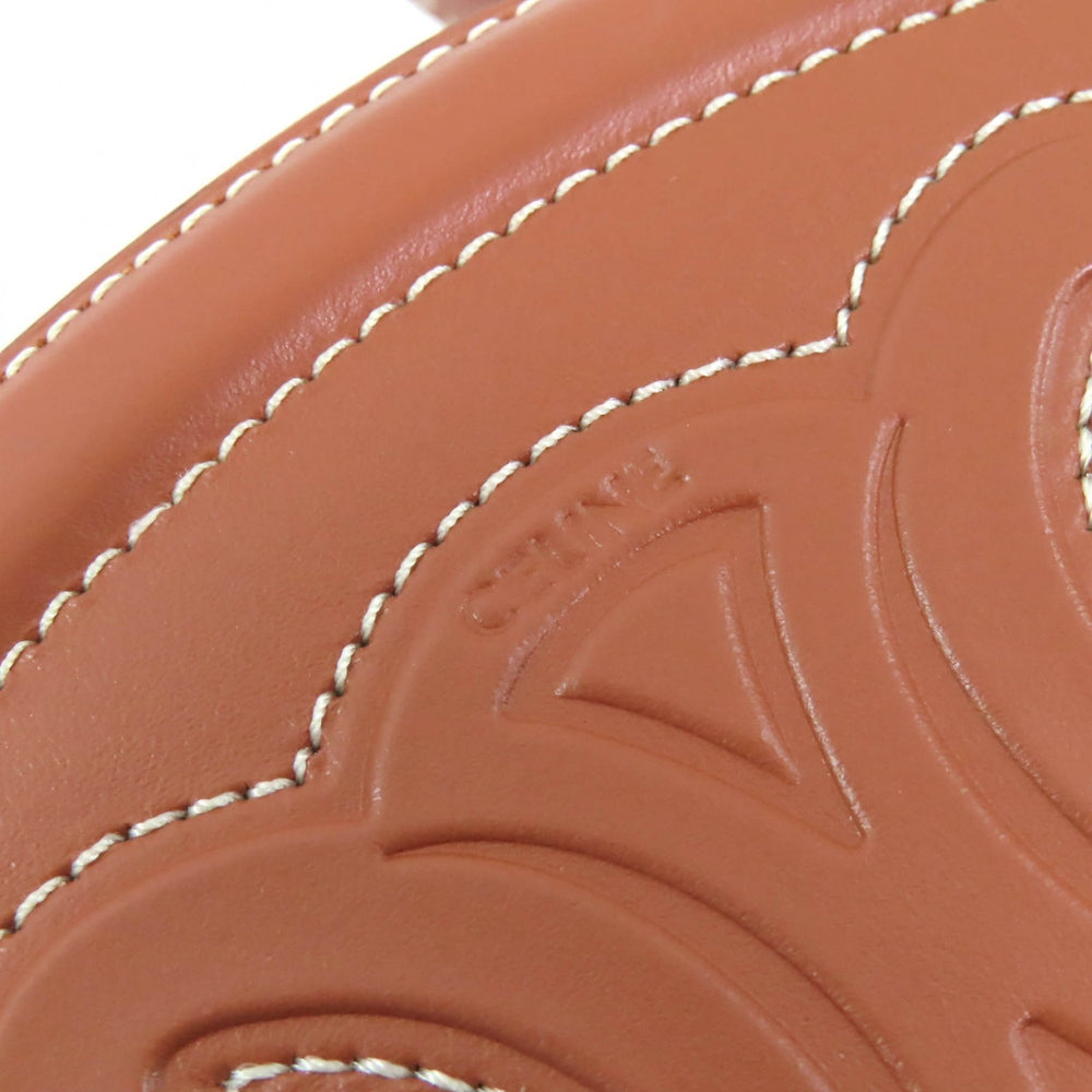 CELINE 198613 Oval Minaudière Cuir Triomphe Smooth Calfskin Leather Handbag in Tan and Brown, Includes Dust Bag, Made Italy — Like New