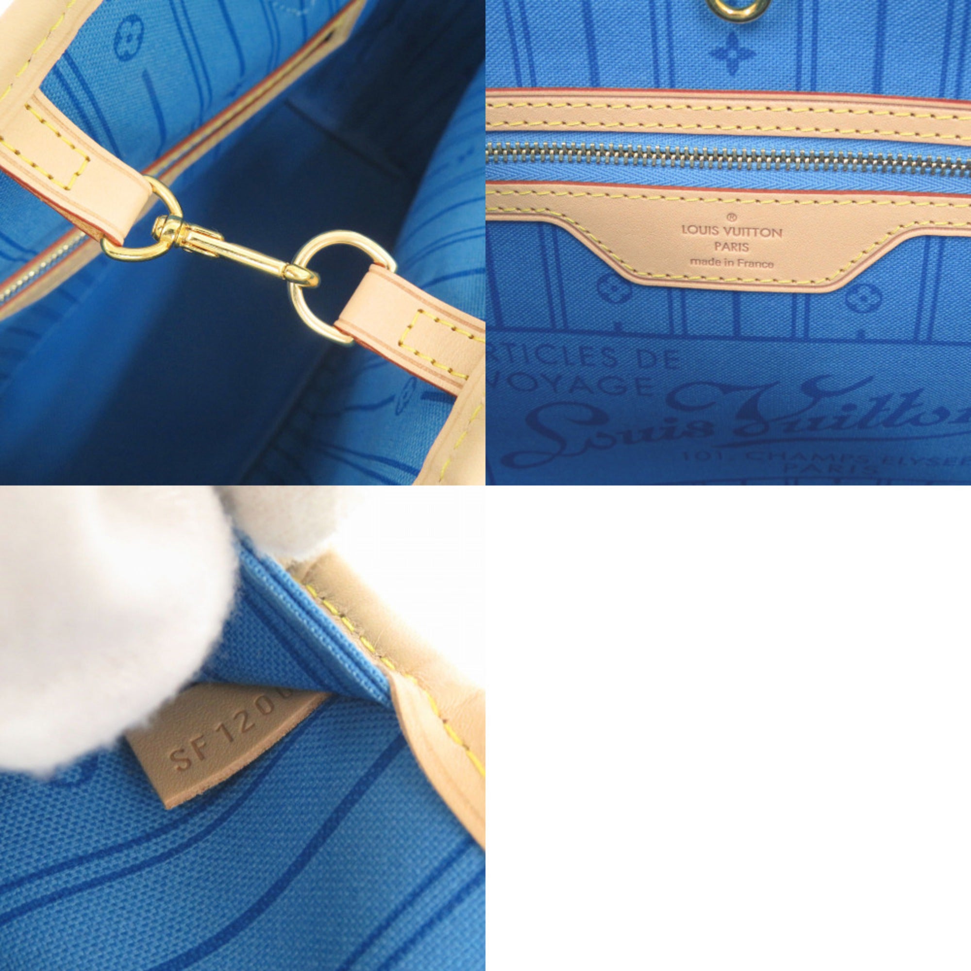Like New Louis Vuitton Neverfull MM Handbag with Pouch, Monogram Light Blue Tote Bag LV 0819LOUIS VUITTON — Like New