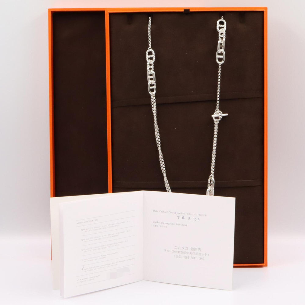 Hermes Chaine d'Ancre Area II Long Necklace, Sterling Silver 925, Women's Jewelry, Tone — New - Store Return