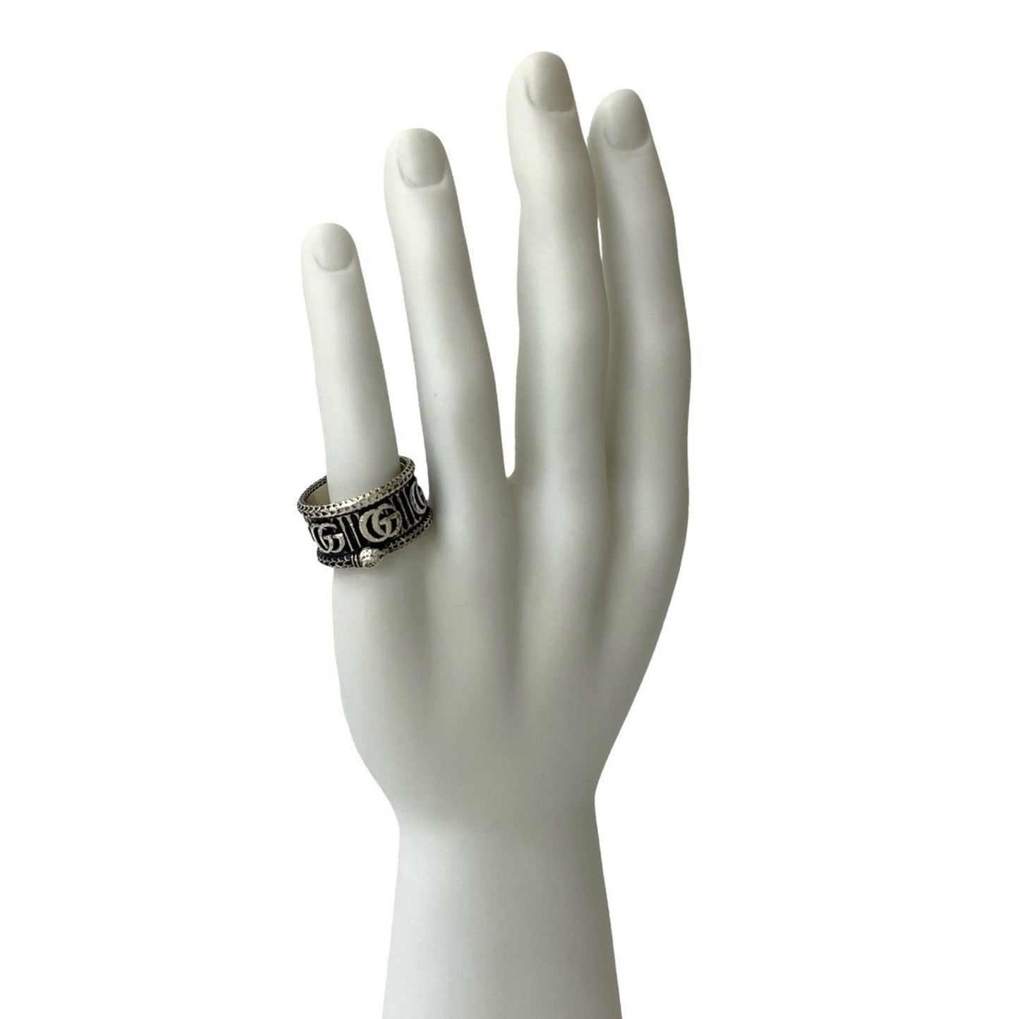 GUCCI Double G Snake Ring, 925 Sterling Silver, Men's Accessory, 52301